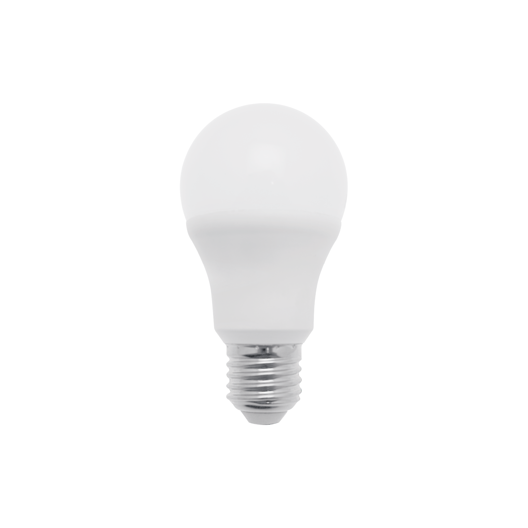 Bombilla LED E27 estándar 6W de luz neutra (4000K), la forma de siempre con rosca gorda E27, sobre fondo blanco