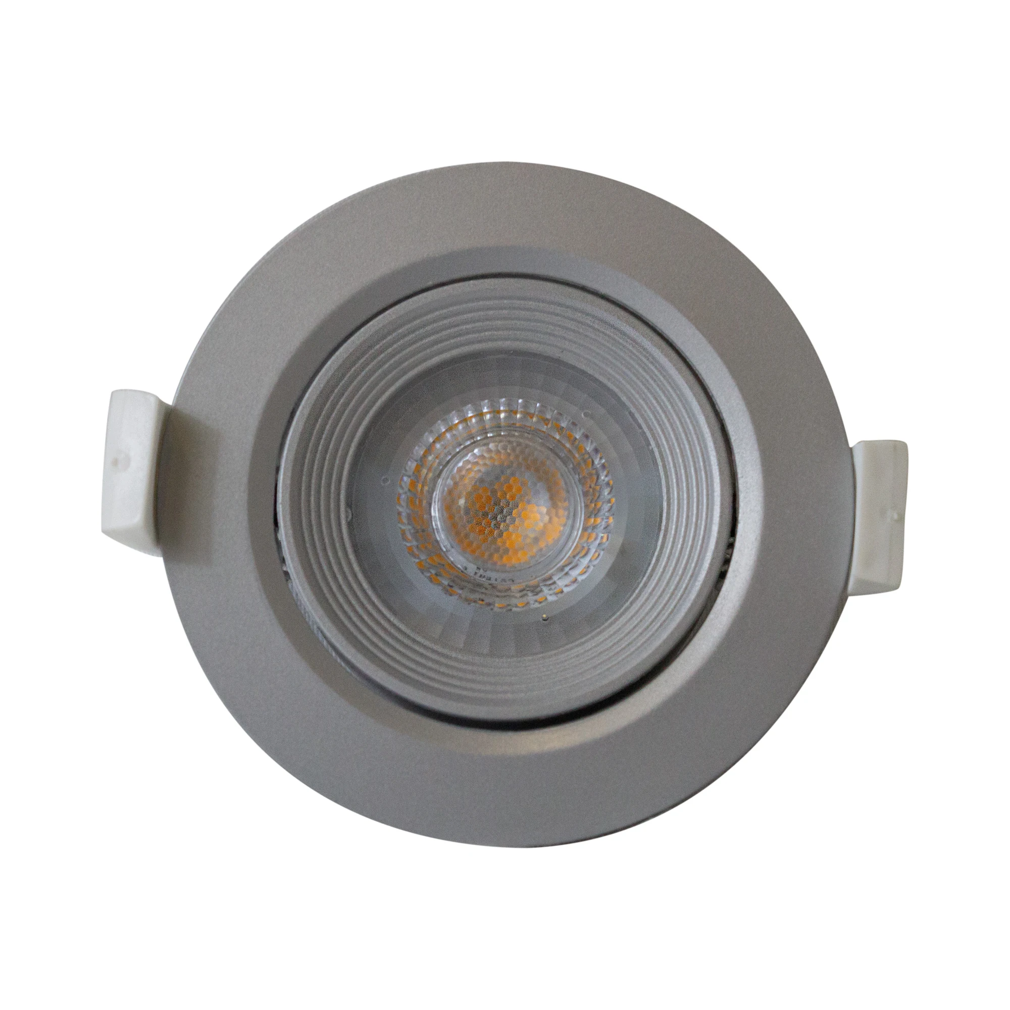 Foco LED empotrable orientable circular de 6,5W gris con luz cálida 3000K