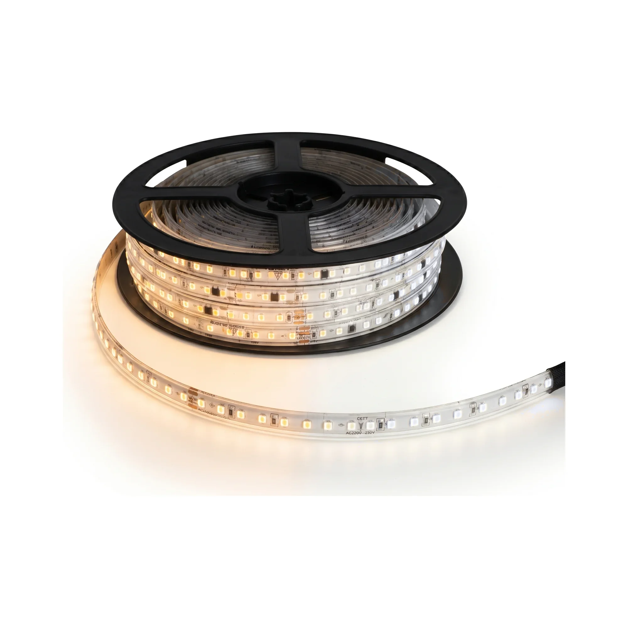 Tira LED CCT 230V en rollo de 25 m IP65, rollo con un tramo encendido