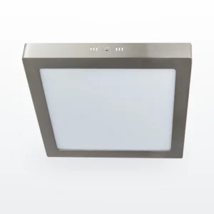 Downlight LED cuadrado de superficie con marco de acero satinado