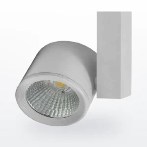 Foco LED de carril orientable en gris con óptica reflectora