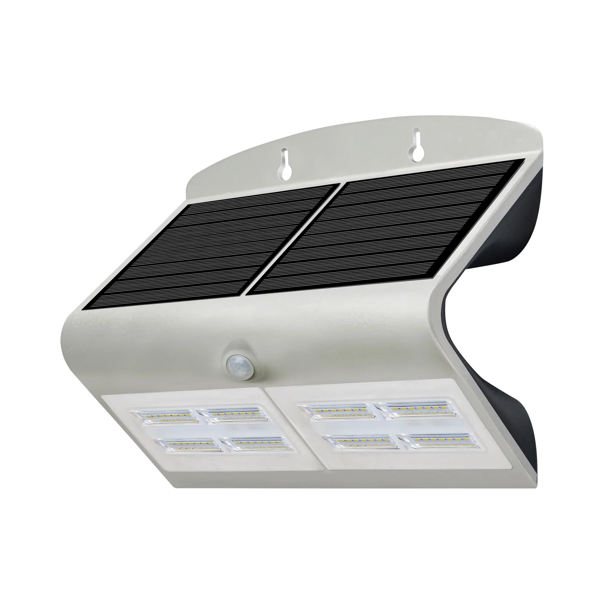 Aplique solar potente gris, luz cálida