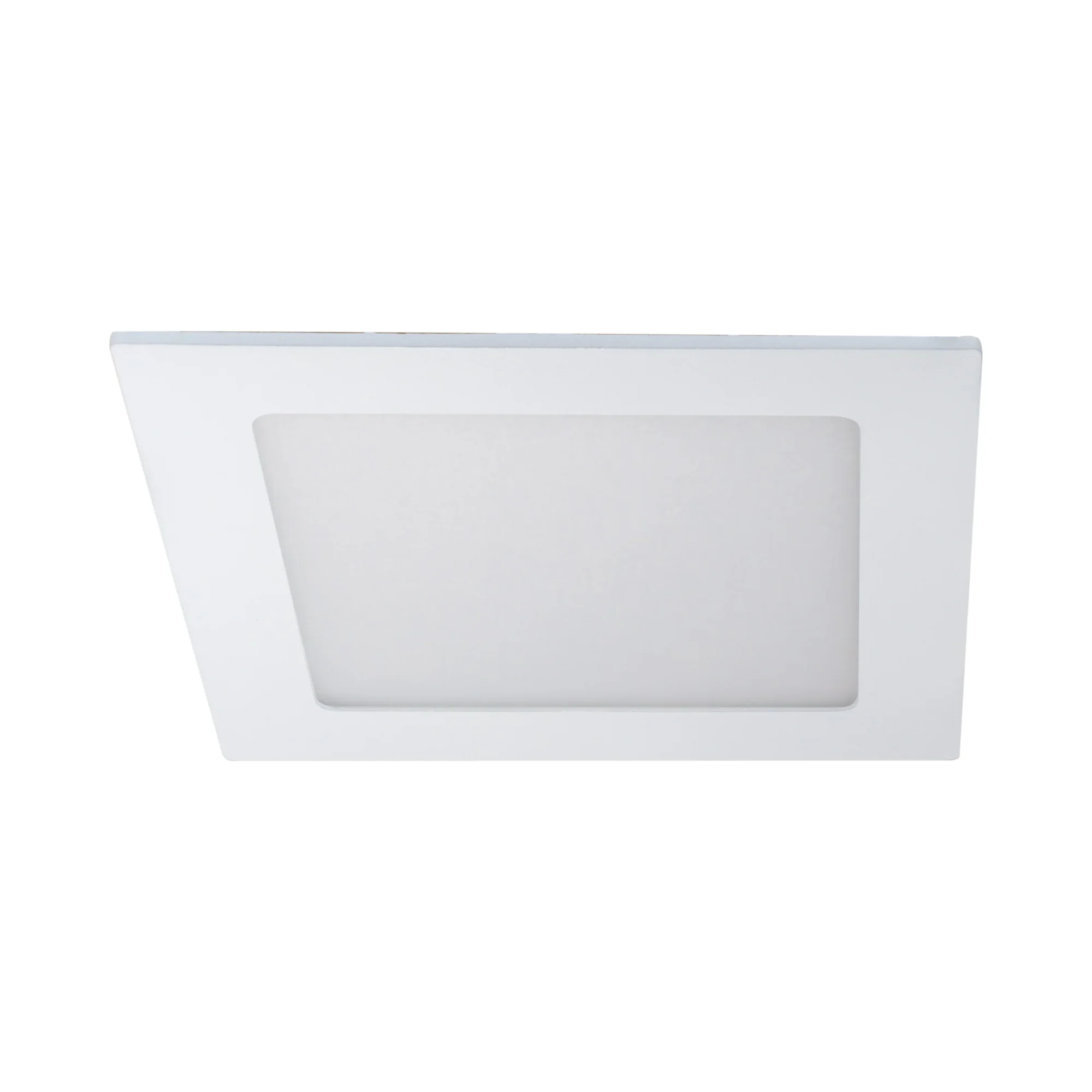 Downlight LED empotrable cuadrado extraplano blanco 6W, luz cálida