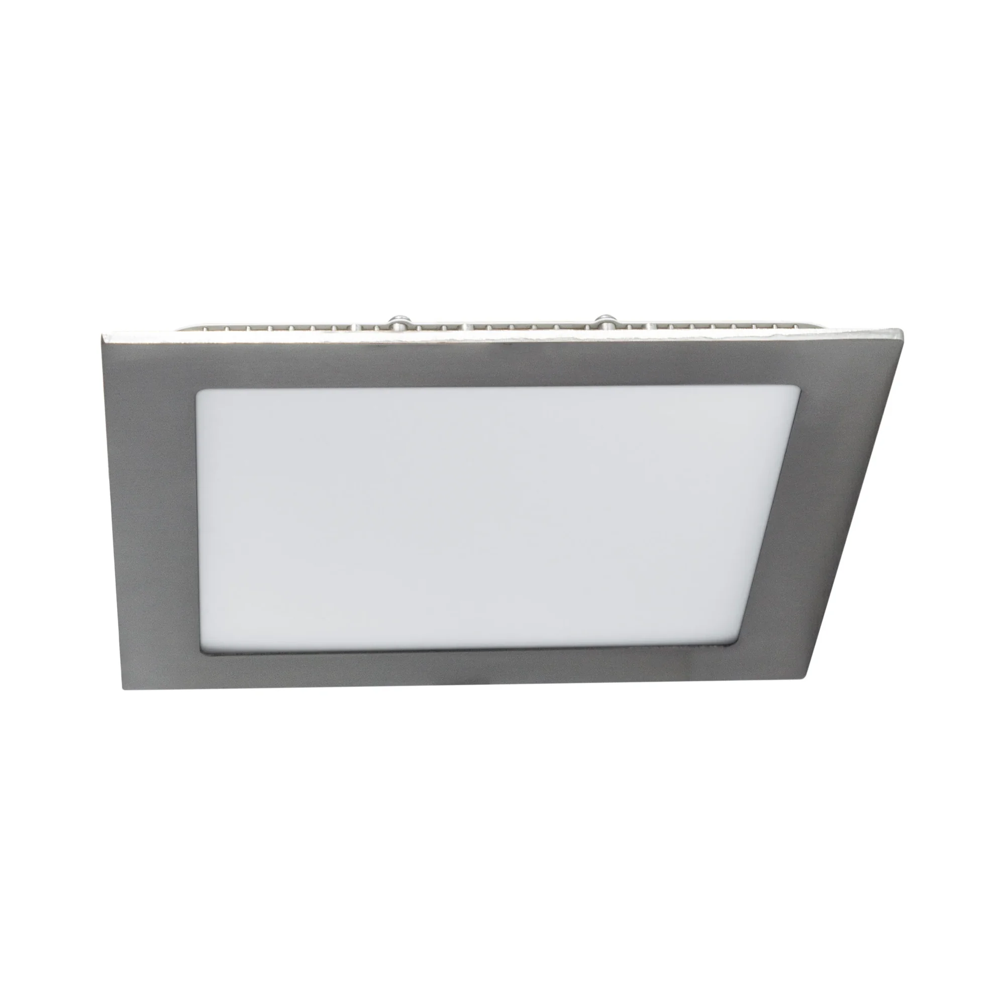 Downlight LED empotrable cuadrado extraplano gris 6W, luz cálida