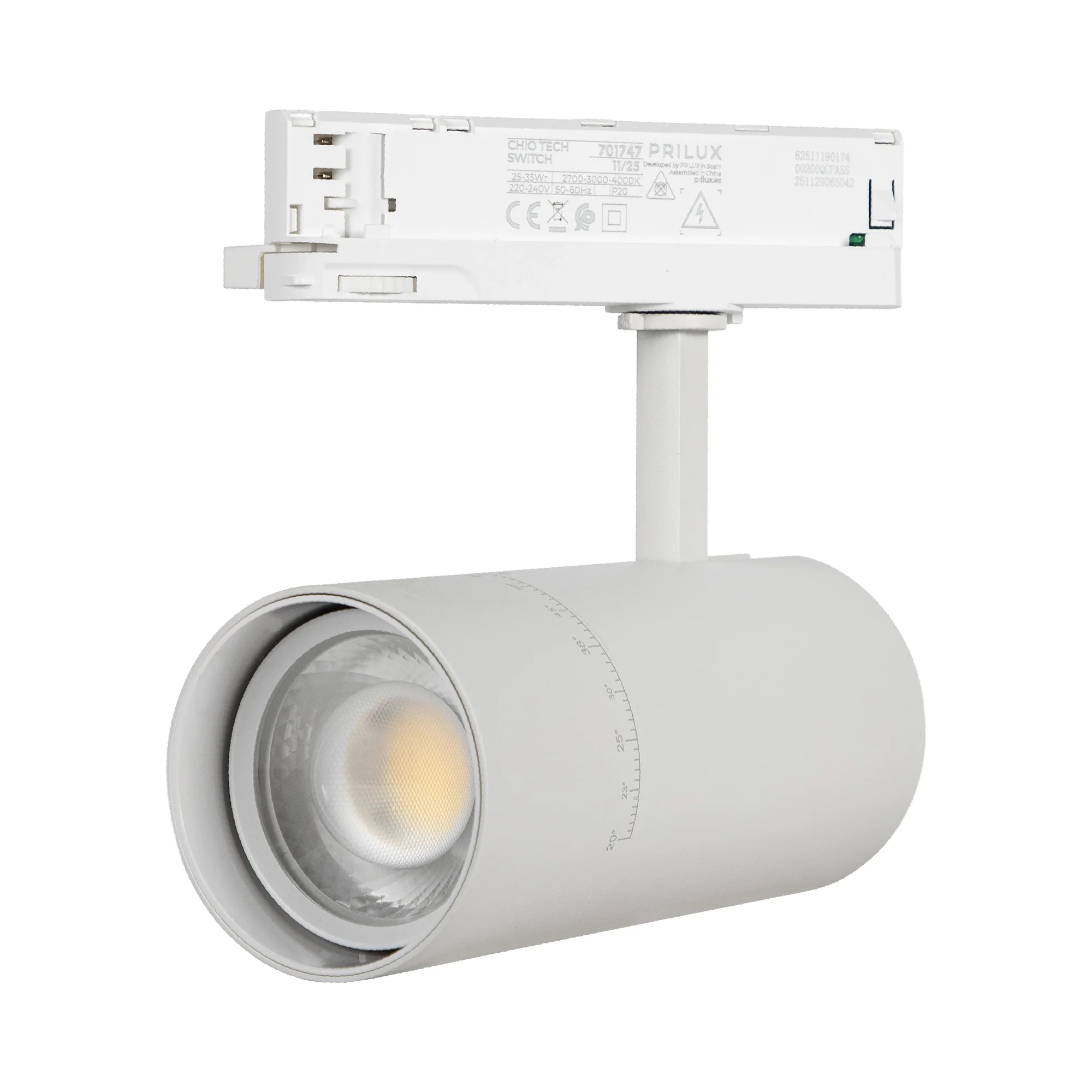 Foco de carril con tono seleccionable blanco, 25 a 35W