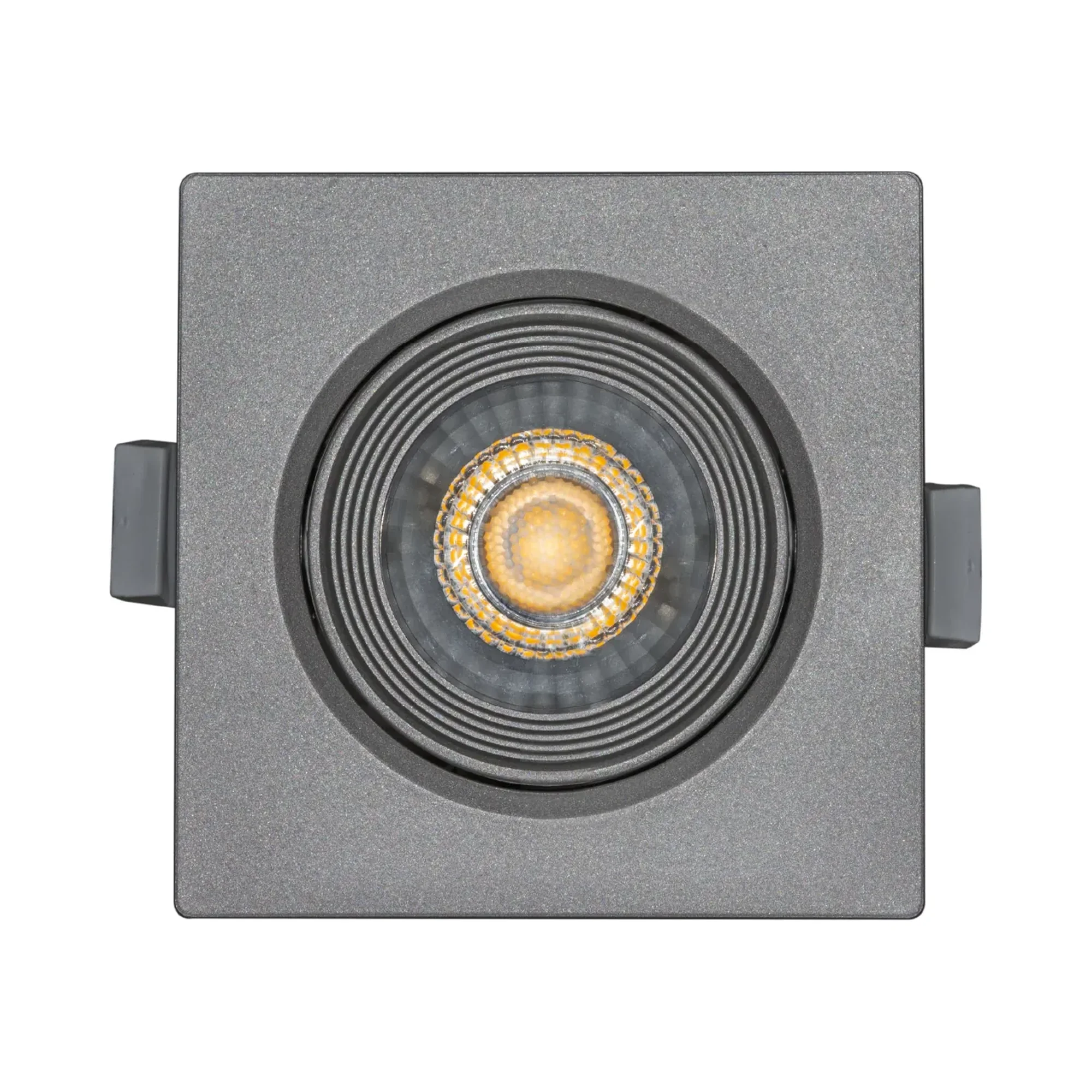 Foco LED empotrable orientable cuadrado gris 6,5W, luz cálida