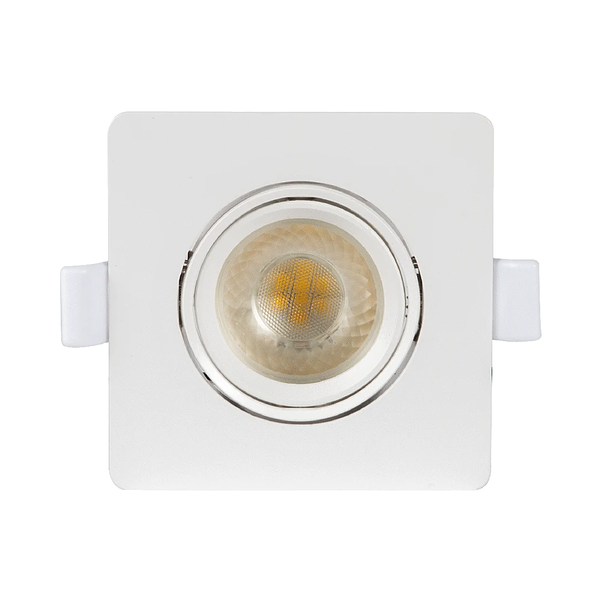 Foco LED empotrable orientable cuadrado blanco 7W, luz cálida