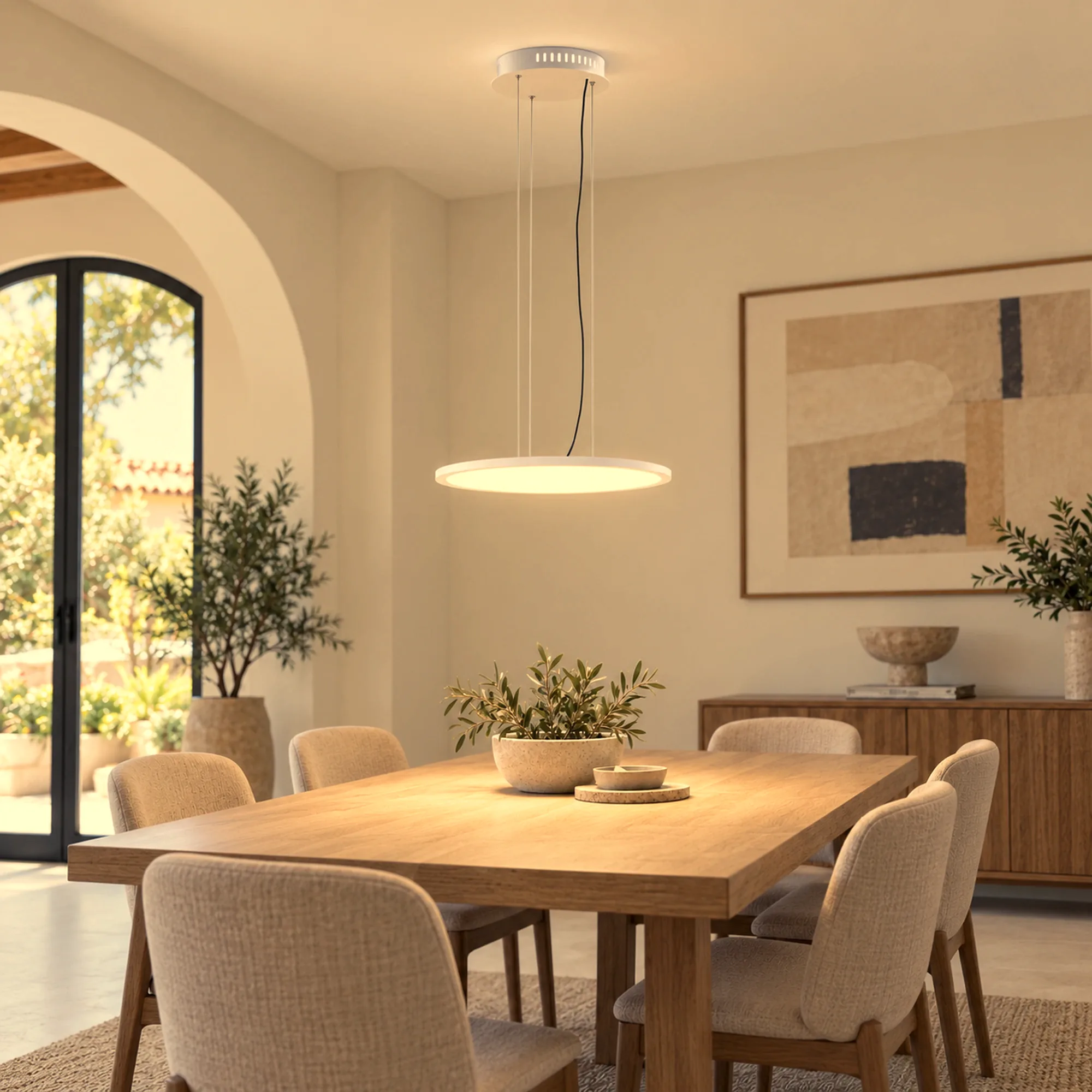 Lámpara colgante LED circular de 60 cm, luz cálida