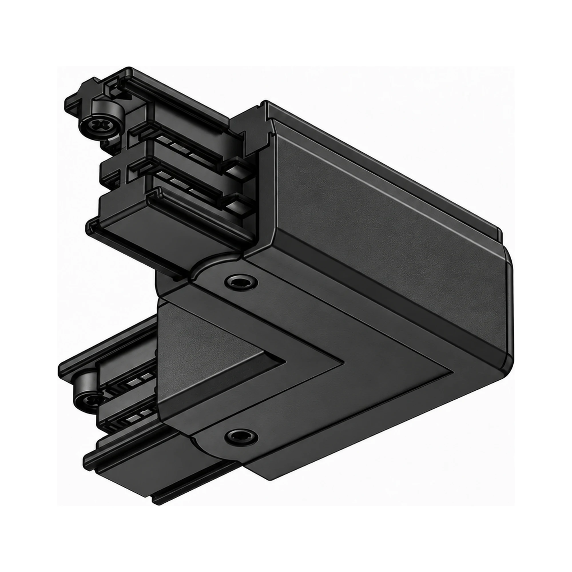 Conector en L para carril trifásico, negro