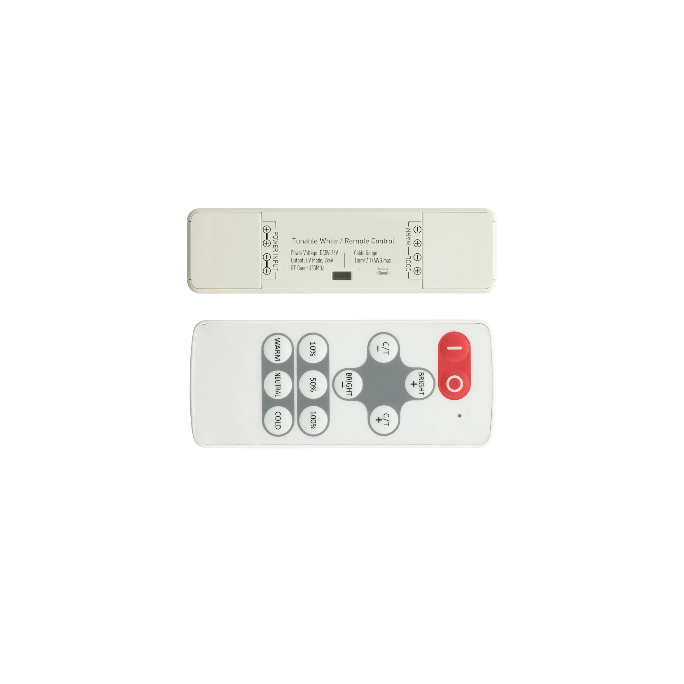 Regulador con mando para tira LED de blanco ajustable